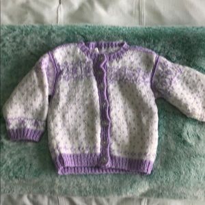 Infant hand knit cardigan